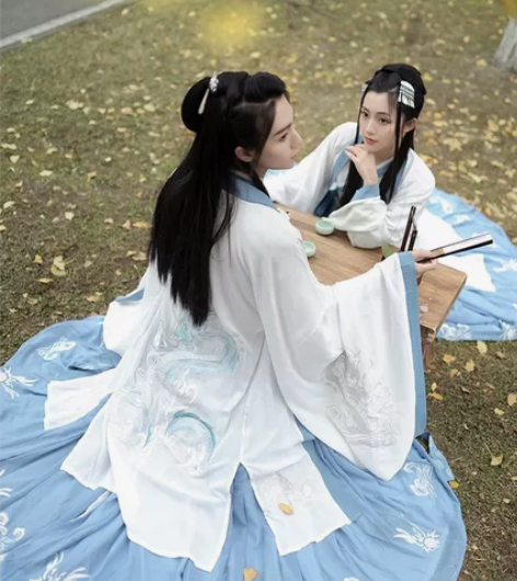 九渡原创汉服【龙引】重工刺绣晋制男女交领c...