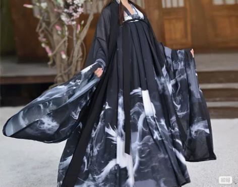 如梦霓裳汉服重明 黑色大袖衫 白色上襦 如...