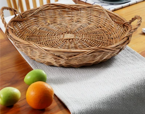 手工编织篮子藤编 面包篮 欧式圆形篮子点心...