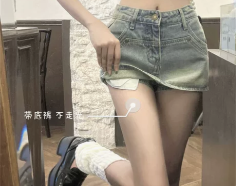 牛仔短裙女半身裙高腰裙子夏季辣妹包臀纯色