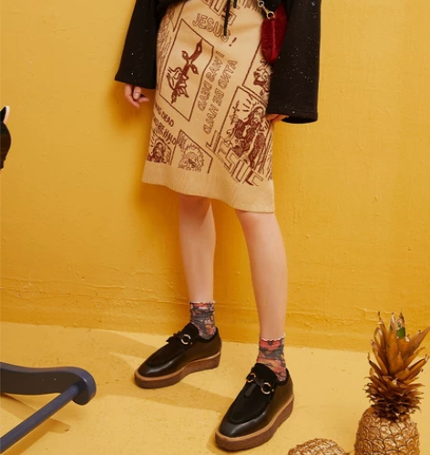 妖精的口袋高腰针织半身裙女一步裙日系包臀显...