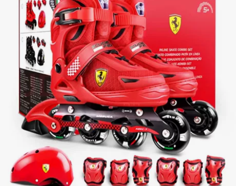 法拉利 Ferrari 溜冰鞋儿童轮滑鞋礼...
