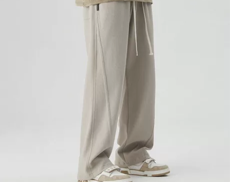 重磅裤子男士秋冬季款美式休闲长裤直筒宽松垂...