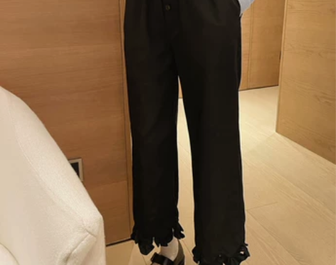 MONA 高甜女孩荷叶边设计感休闲裤 XL...