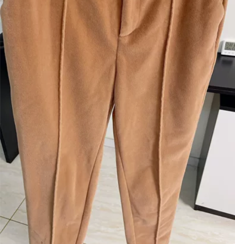 复古灯芯绒裤子 卡其色萝卜裤休闲裤高腰九分...