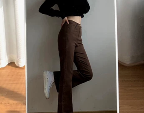 微胖女生穿搭微喇叭牛仔裤女春夏大码胖妹妹m...