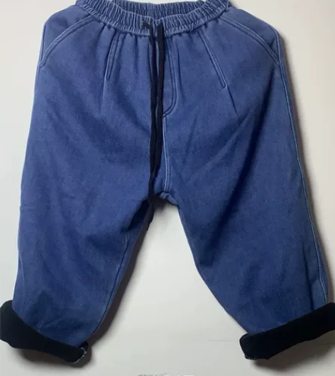 复古深蓝色牛仔裤日系抽绳百搭休闲裤ins潮...