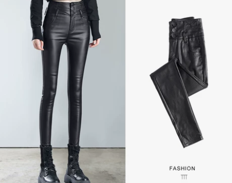 皮裤女高腰2021新款冬款外穿加绒加厚紧身...