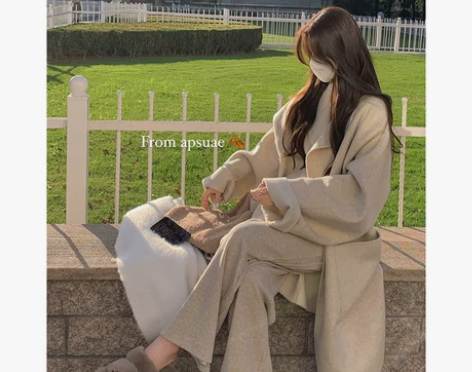 白水女 磨毛开叉休闲裤女秋冬高腰显瘦舒适抽...