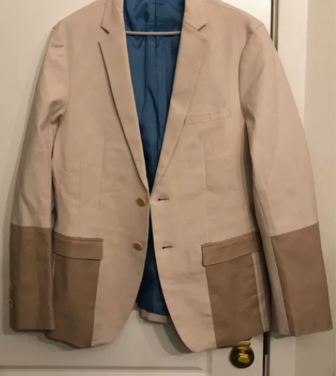 卡宾 米白色男士拼接西服 50码 52码 ...