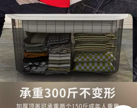 尾货透明收纳箱家用塑料筐加厚衣服储物箱零食...