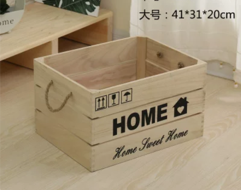 实木储物箱复古木箱水果箱收纳箱超市陈列筐家...