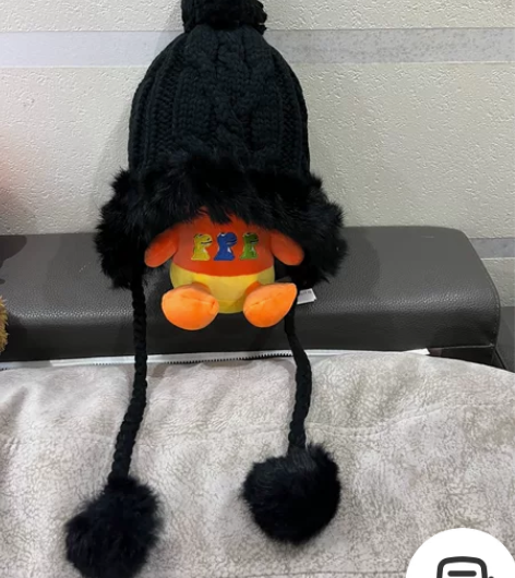 兔毛针织毛绒帽女秋冬季毛茸茸渔夫帽可爱显脸...