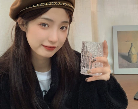 冬日板栗粽~甜酷金属链条贝雷帽女日系秋冬平...