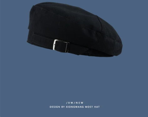 春季新款帅气贝雷帽女法式洋气纯色蓓蕾画家帽...