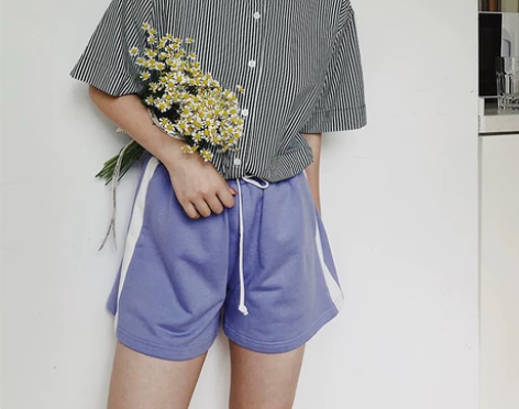 紫色宽松运动裤短裤女夏ulzzang怪味少...