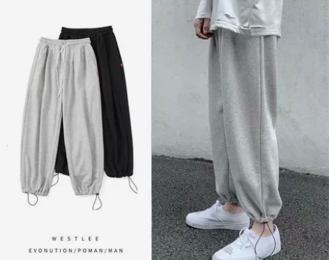 牛仔裤男女春秋季宽松直筒百搭潮流抽绳美式高...