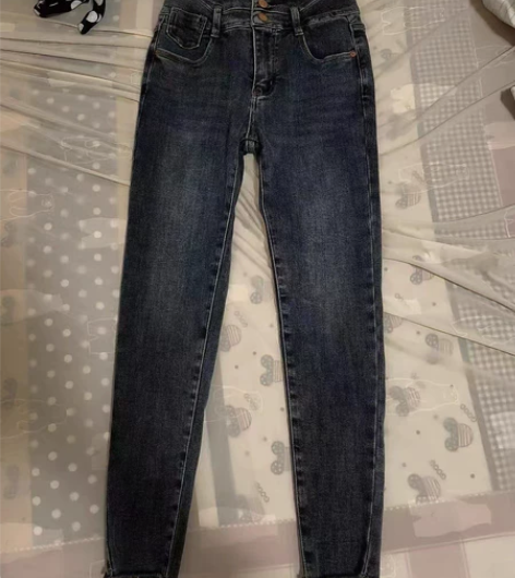 高腰复古牛仔裤，女秋冬裤子小脚裤，S码 感...