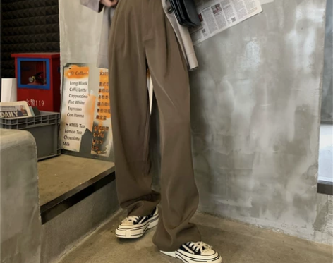 裤子女高级感阔腿裤设计感高腰显瘦垂感西装裤...