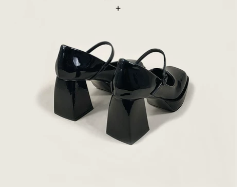 玛丽珍高跟鞋2022年春季漆皮玛丽珍鞋女粗...