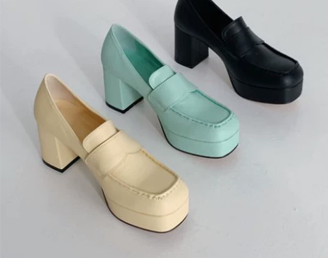 衣玲家YIL CHIC浅口方头松糕粗跟防水...