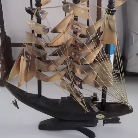中国角雕工艺品，一帆风顺摆件 一帆风顺帆船...
