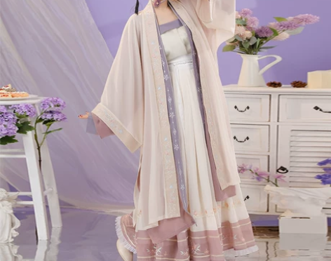 清梳原创芳华宋制汉服女长褙子对襟长衫吊带薄...