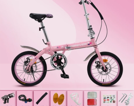 永久新款儿童折叠自行车女孩大童车单车6-1...