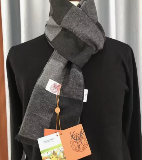 全新礼盒包装鹿王100%羊绒男士围脖围巾 ...