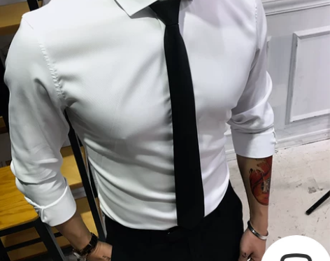 2018春秋季新修身长袖衬衫男士一字领韩版...