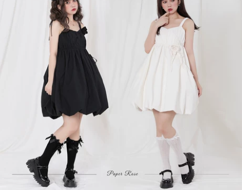 炭团纸玫瑰.少女感泡泡打皱立体玫瑰棉布花苞...