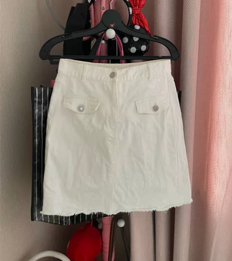 甜辣风白色超短裙牛仔半身裙包臀性感半裙夏，...