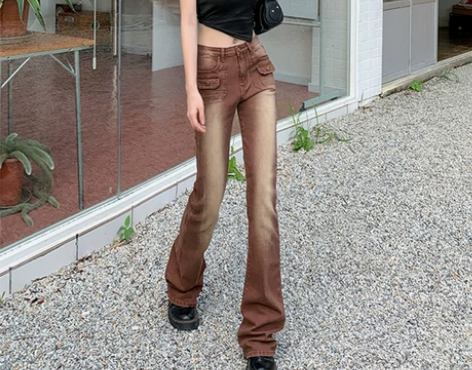 【上新价】MNVZ棕色喇叭牛仔裤女2022...