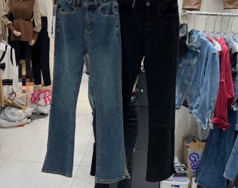 2022冬季新品韩版高腰纯色法式复古直筒裤...