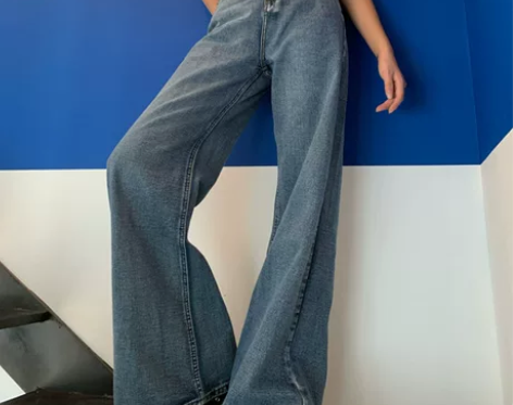 高腰牛仔裤 高腰牛仔裤阔腿裤175高个子加...