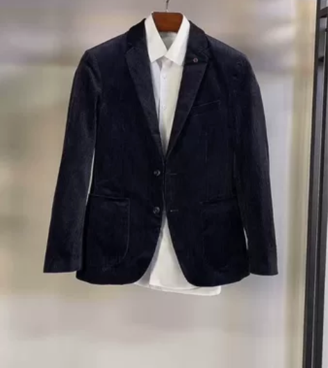 特价断码海家剪标男士灯芯绒西服 货号:藏青...