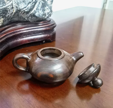 大红酸枝木手把壶,红木工艺品随身把玩件木雕...