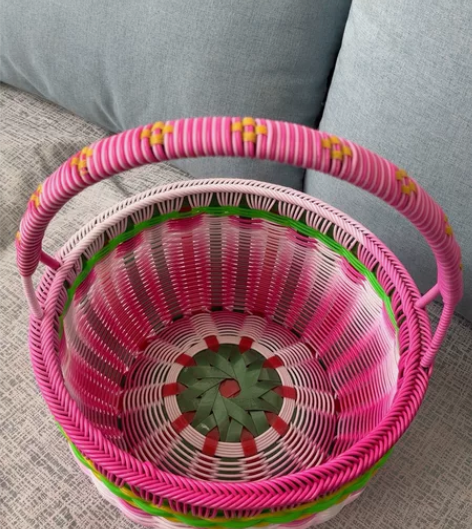 纯手工编织花篮，上口径28CM，底座20C...