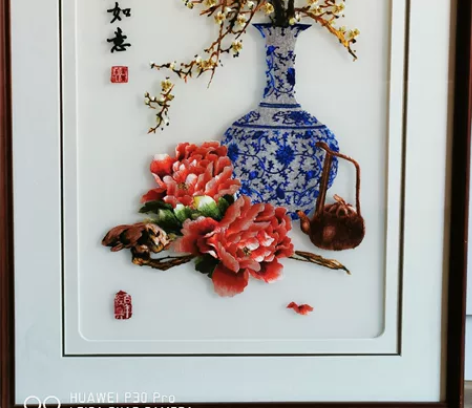 正牌花瓶，花束苏绣画，无痕九成新，仅限北京...