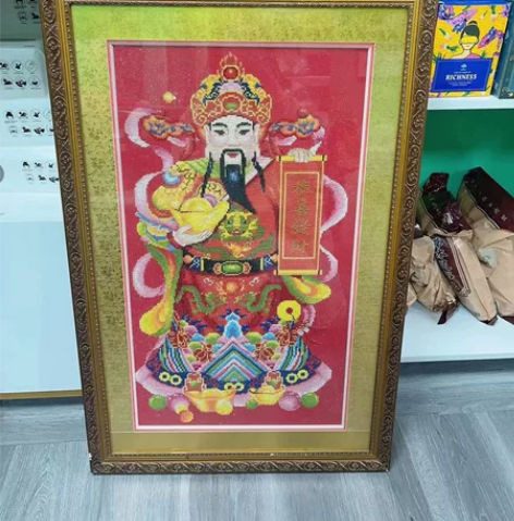 财神刺绣画,尺寸4580cm,已装裱号,回...