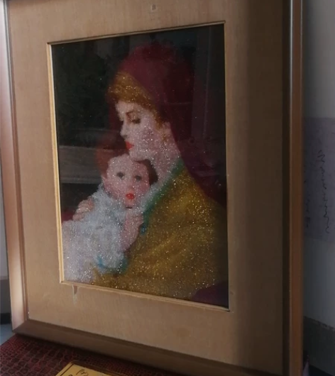 回流  圣母圣婴像  珠珠绣，刺绣画 尺寸...