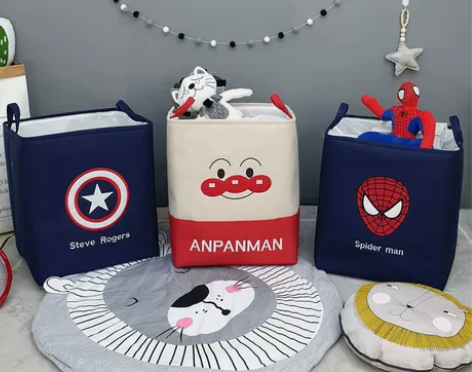 束口玩具收纳筐儿童卡通玩具收纳箱布艺脏衣篮...