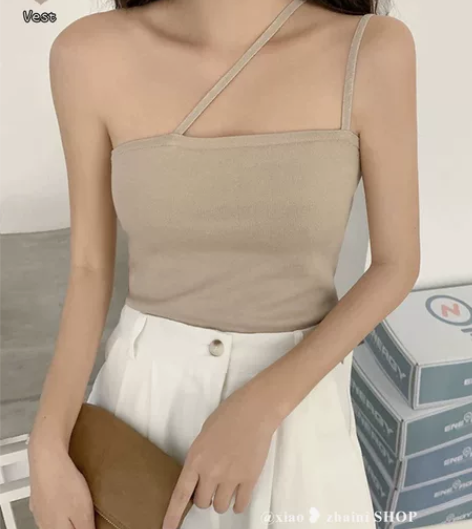 法式黑色针织吊带背心女夏季2022年新款内...