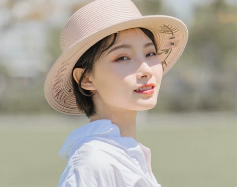 帽子女夏防晒草帽小清新森系刺绣遮阳平顶小礼...