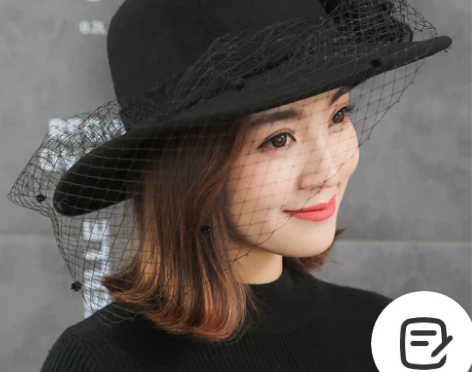 大檐帽子女秋冬网纱毛呢礼帽女英伦冬名媛复古...