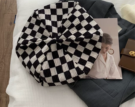 万物皆可~蜗牛爬爬家棋盘格子贝雷帽女夏季i...