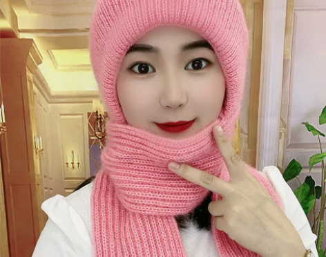 加绒加厚女士帽子冬季女保暖冬天帽子围巾一体...