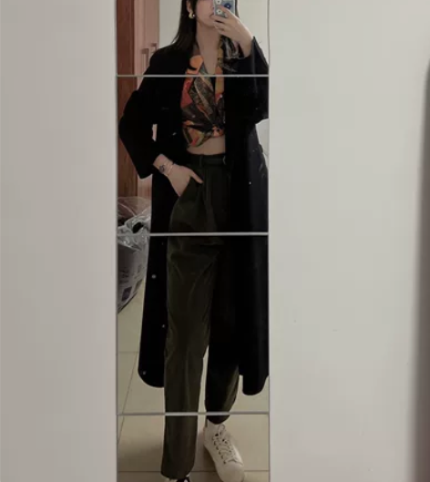 绿色复古烫绒灯芯绒裤子 L码 可以直接拍，...