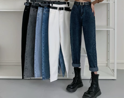 2023新款修身牛仔裤女直筒chic宽松新...