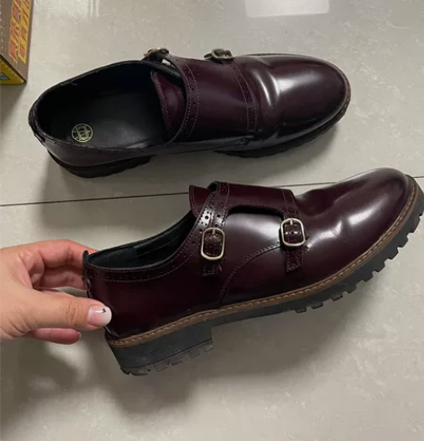 Massimodutti单鞋女厚底亮皮乐福...